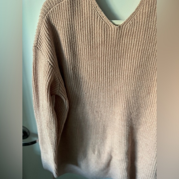 Express Blush Pink Ribbed V-Neck Cozy Pullover Sweater Size Large - Picture 6 of 6